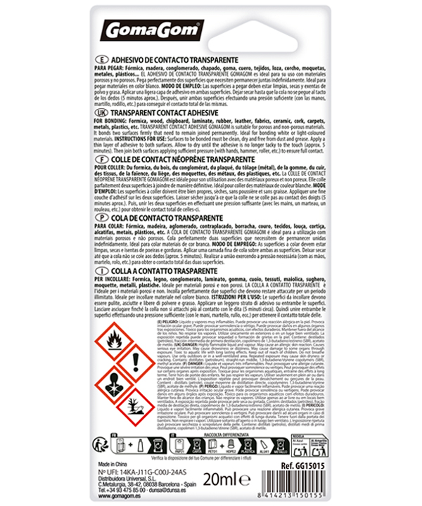 ADHESIVO DE CONTACTO TRANSPARENTE 20ml - Imagen 2