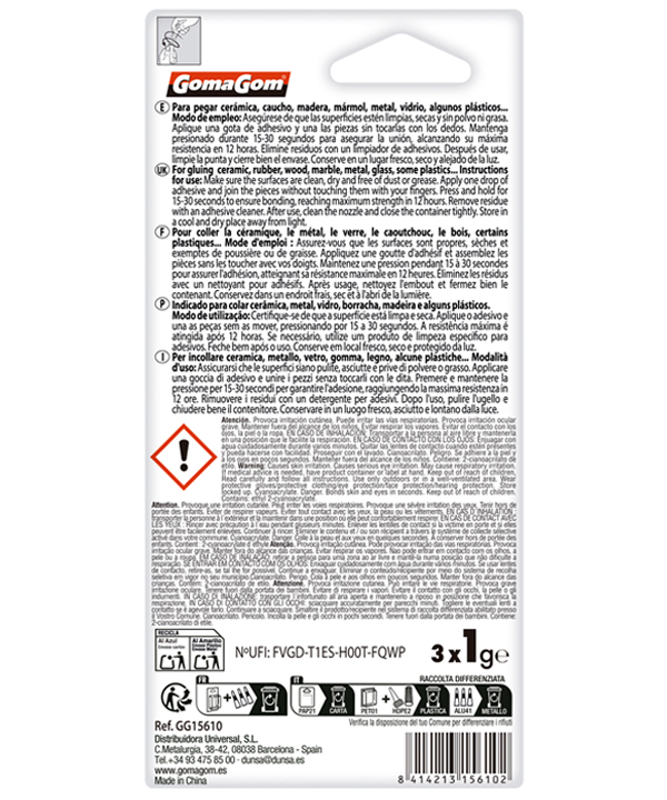 SUPER ADHESIVO INSTANTÁNEO 1g (3) Monodosis - Imagen 2