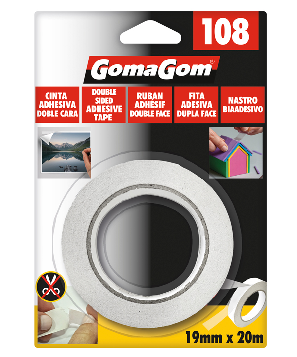 CINTA ADHESIVA DOBLE CARA BLANCA FINA 19 mm x 20 m