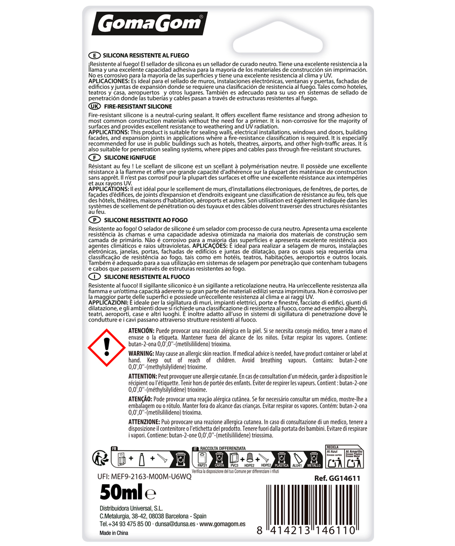 SILICONA RESISTENTE AL FUEGO 50ml - Imagen 2