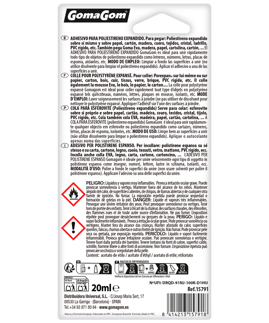 ADESIVO PER POLISTIRENE ESPANSO 20ml - immagine 2
